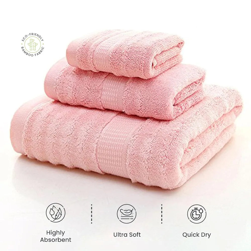 Mush Bamboo Luxurious 3 PieceTowels Set | Ultra Soft, Absorbent and Antimicrobial  Perfect as a Valentine Gift for Girlfriend/Wife